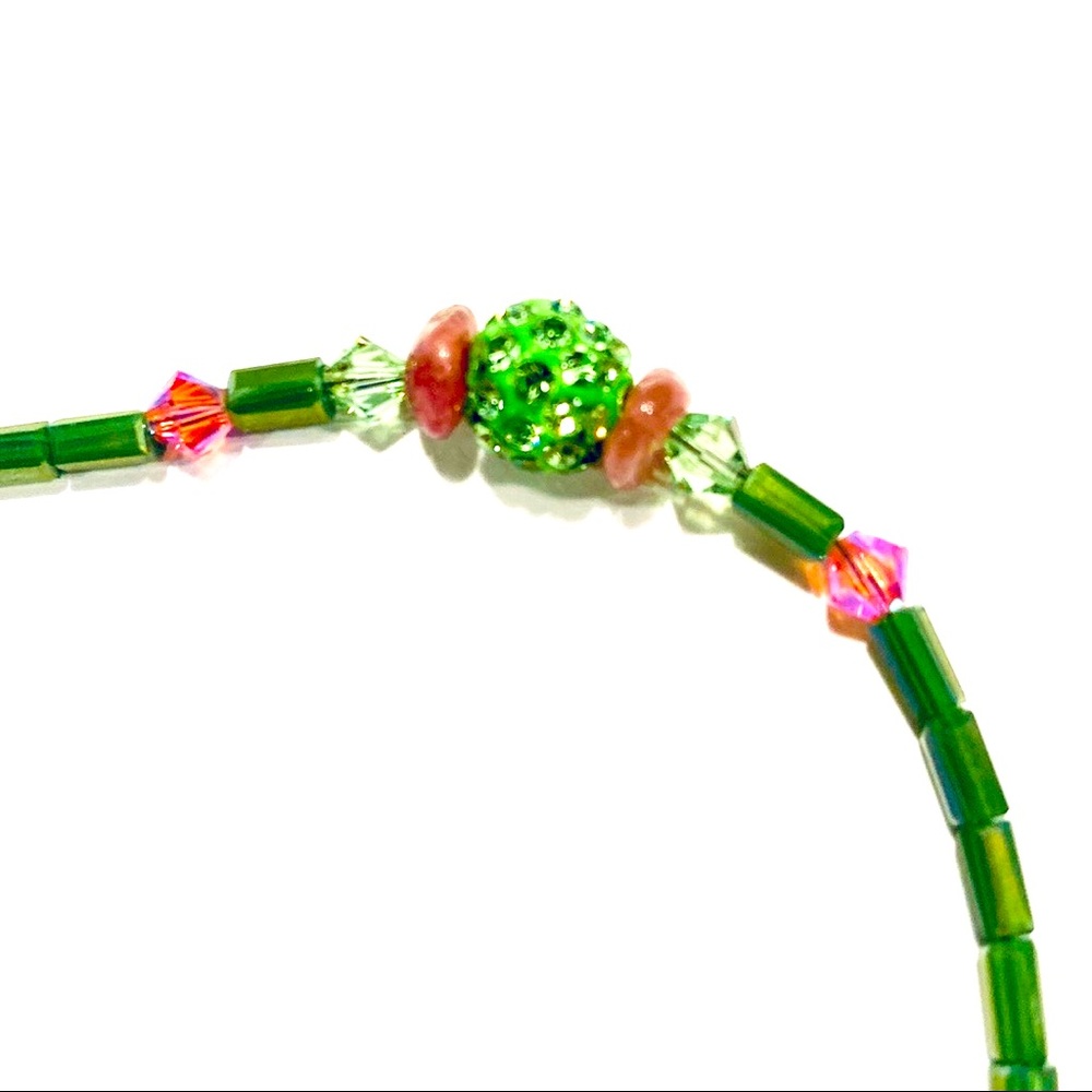 Pink and Green Swarovski Glass Bracelet - Picture 3 of 8